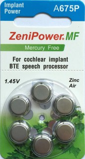 Слуховая батарейка Zenipower MF A675P Cochlear Implant
